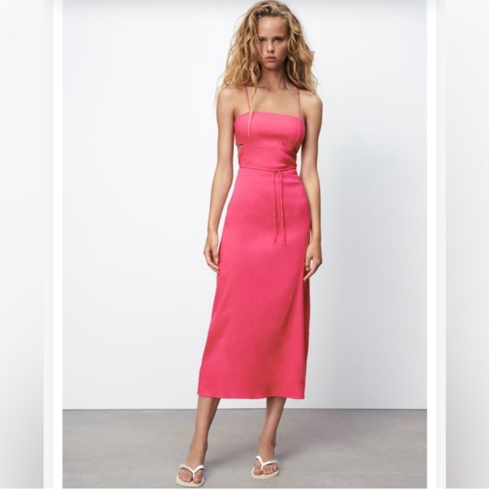 Zara Pink Lace Up Back Dress